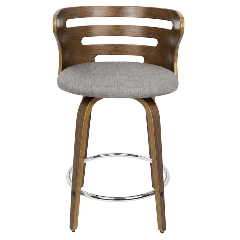 LumiSource Cosini 24" Counter Stool, Set/2, WAL/GY/CH