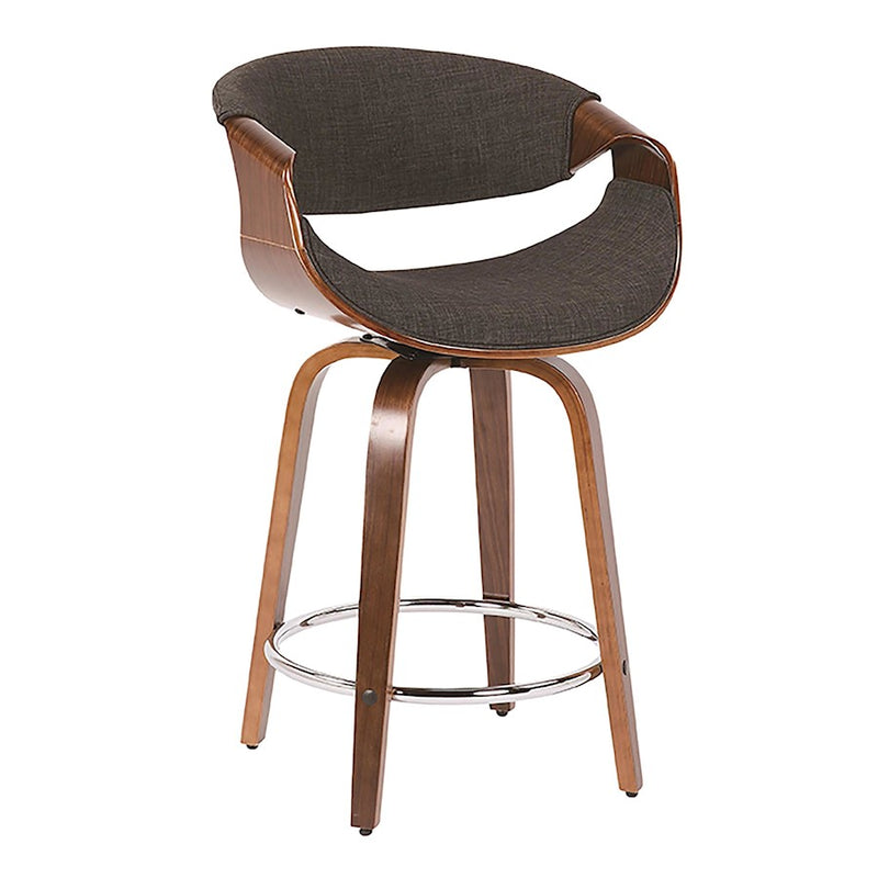 LumiSource Curvini 24'' Counter Stool, Set of 2, Wal/Chrome/Chrome