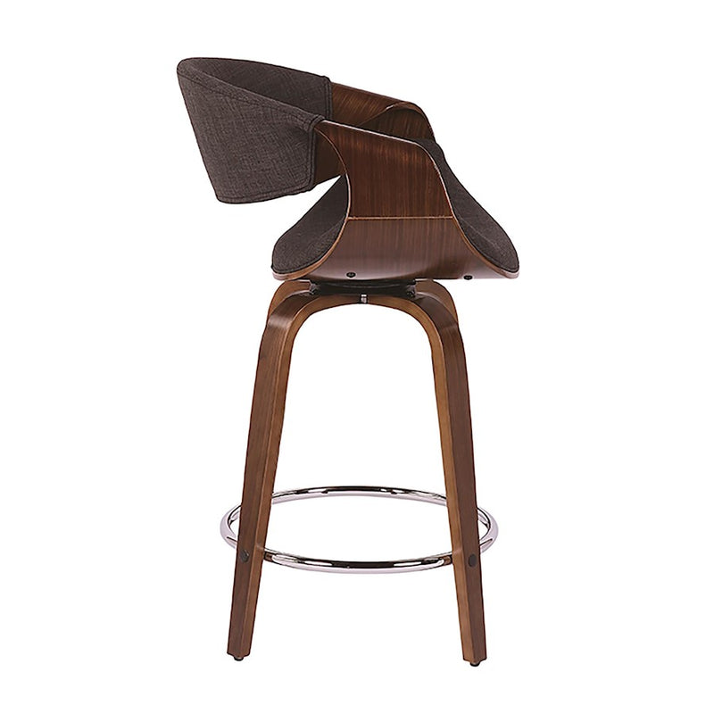 LumiSource Curvini 24'' Counter Stool, Set of 2, Wal/Chrome/Chrome