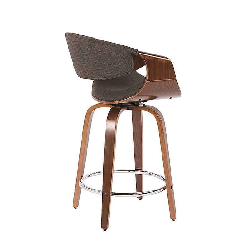 LumiSource Curvini 24'' Counter Stool, Set of 2, Wal/Chrome/Chrome
