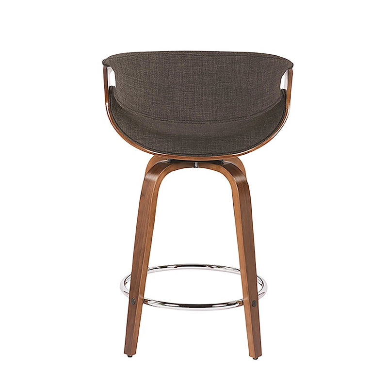 LumiSource Curvini 24'' Counter Stool, Set of 2, Wal/Chrome/Chrome