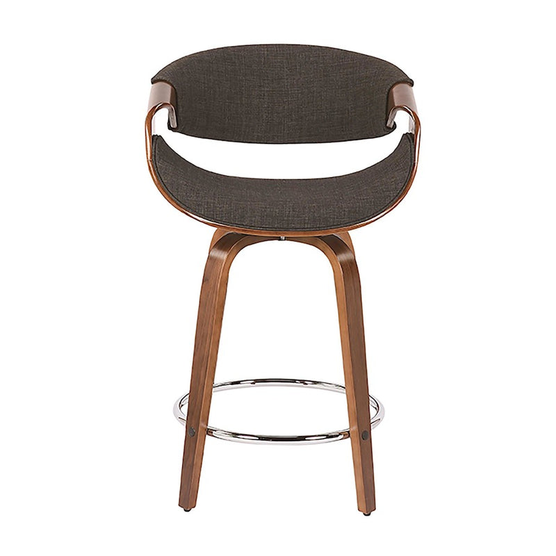 LumiSource Curvini 24'' Counter Stool, Set of 2, Wal/Chrome/Chrome