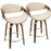 LumiSource Curvini 24'' Counter Stool, Set/2, WAL/CR/CH - B24-CRVNI2-SWVRWLCR2