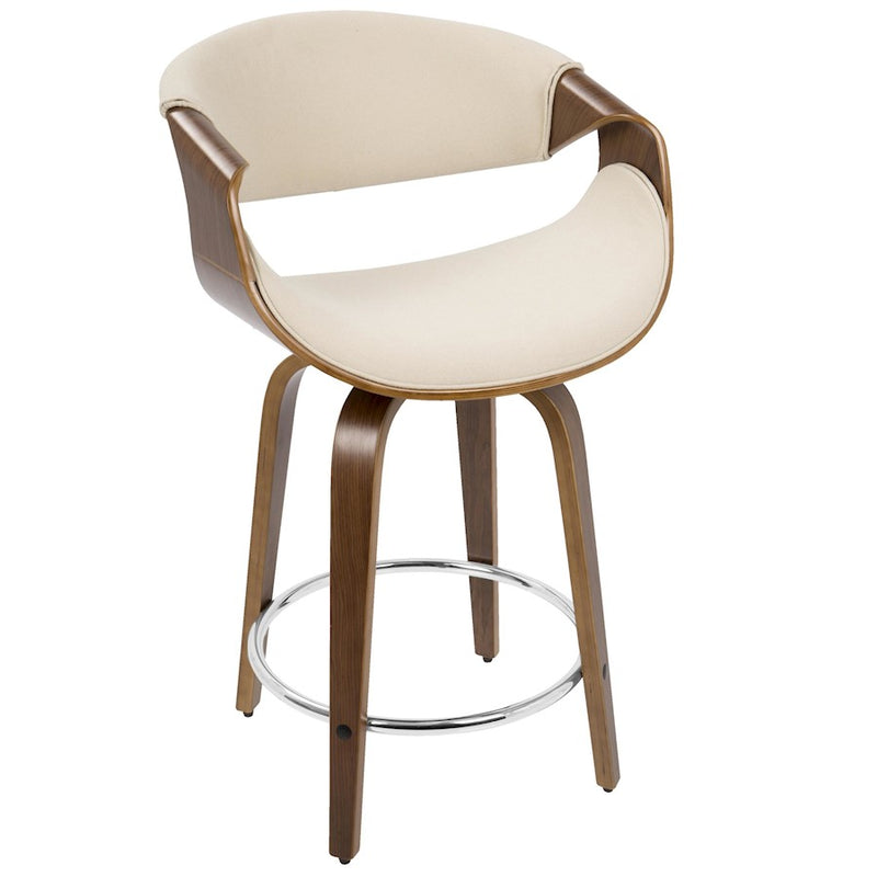 LumiSource Curvini 24'' Counter Stool, Set/2, WAL/CR/CH