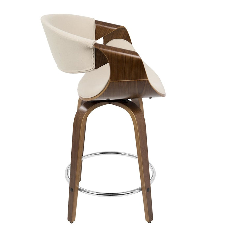 LumiSource Curvini 24'' Counter Stool, Set/2, WAL/CR/CH