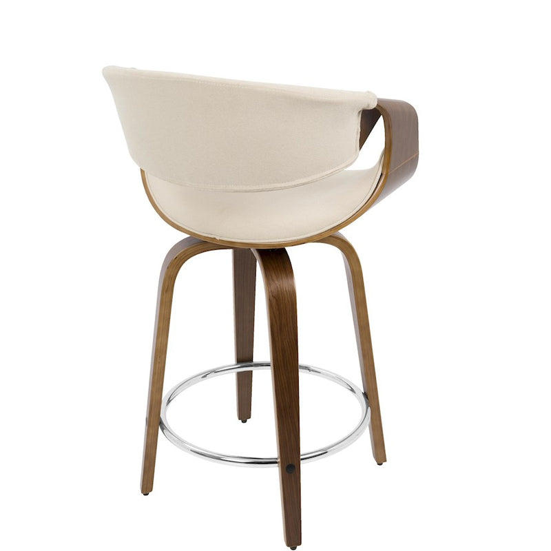 LumiSource Curvini 24'' Counter Stool, Set/2, WAL/CR/CH