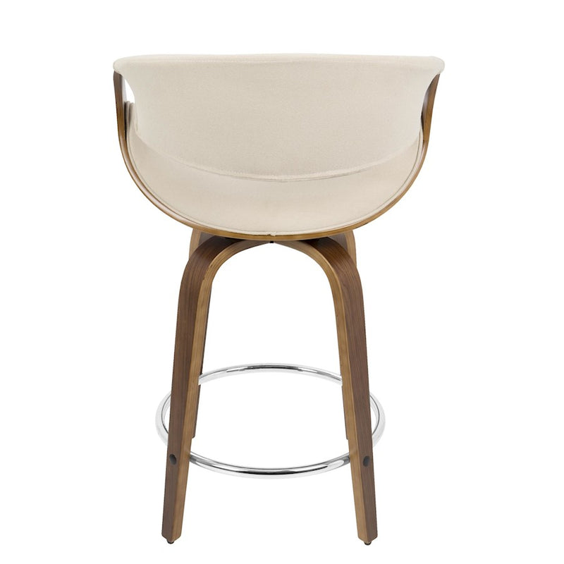 LumiSource Curvini 24'' Counter Stool, Set/2, WAL/CR/CH