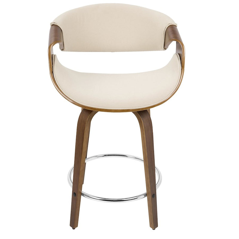 LumiSource Curvini 24'' Counter Stool, Set/2, WAL/CR/CH