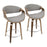 LumiSource Curvini 24'' Counter Stool, Set/2, WAL/GY/CH - B24-CRVNI2-SWVRWLLGY2