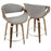 LumiSource Curvini 24'' Counter Stool, Set/2, WAL/GY/CH