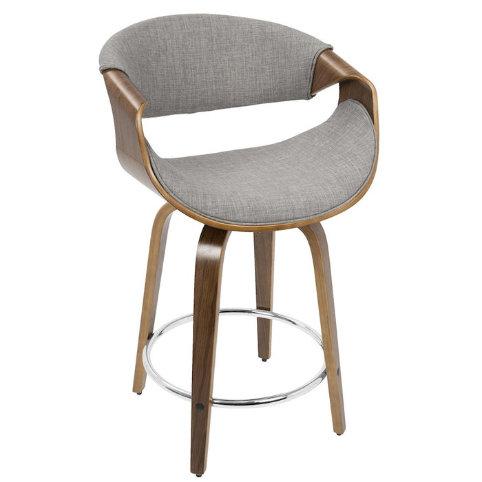 LumiSource Curvini 24'' Counter Stool, Set/2, WAL/GY/CH