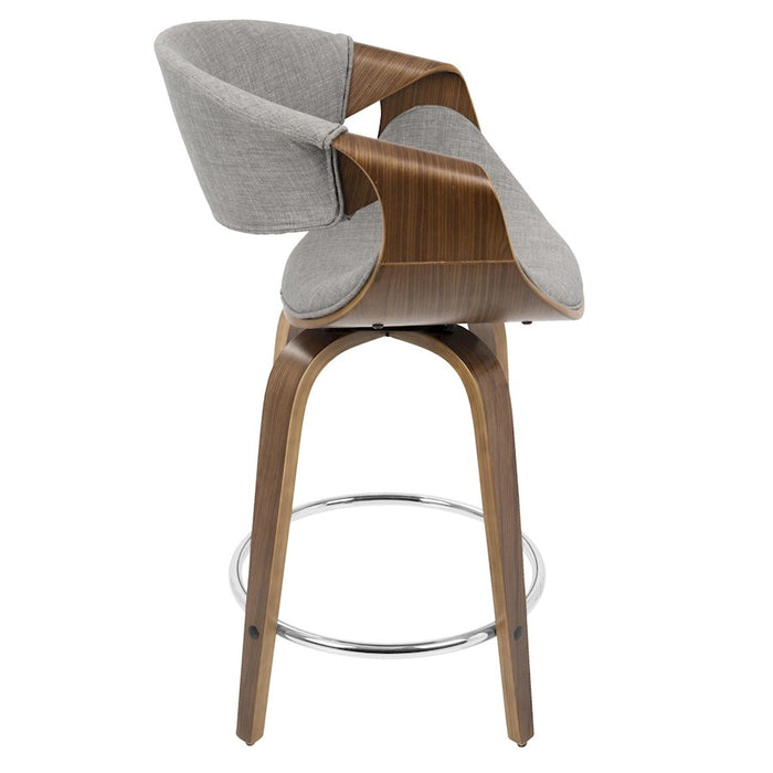 LumiSource Curvini 24'' Counter Stool, Set/2, WAL/GY/CH