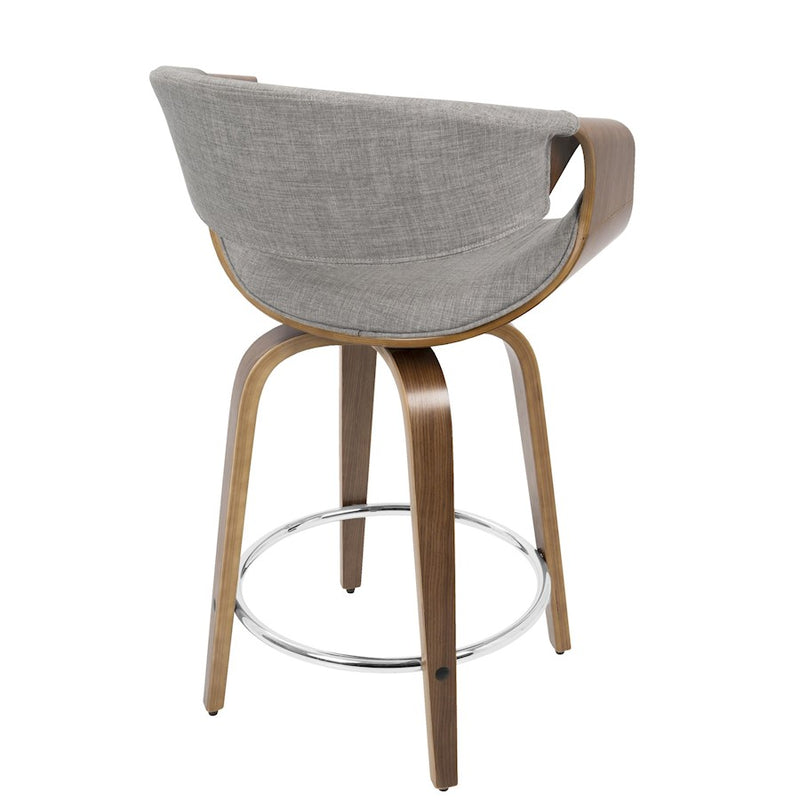 LumiSource Curvini 24'' Counter Stool, Set/2, WAL/GY/CH