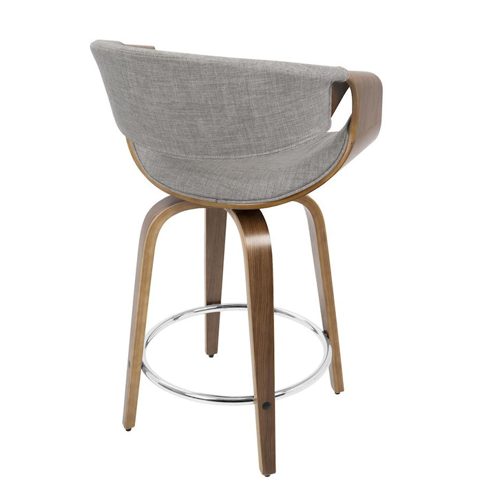 LumiSource Curvini 24'' Counter Stool, Set/2, WAL/GY/CH