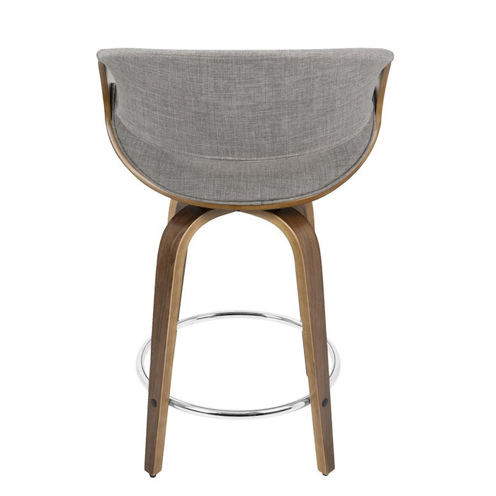 LumiSource Curvini 24'' Counter Stool, Set/2, WAL/GY/CH
