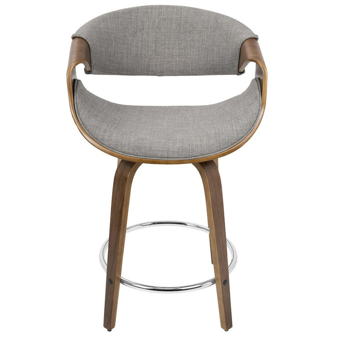 LumiSource Curvini 24'' Counter Stool, Set/2, WAL/GY/CH