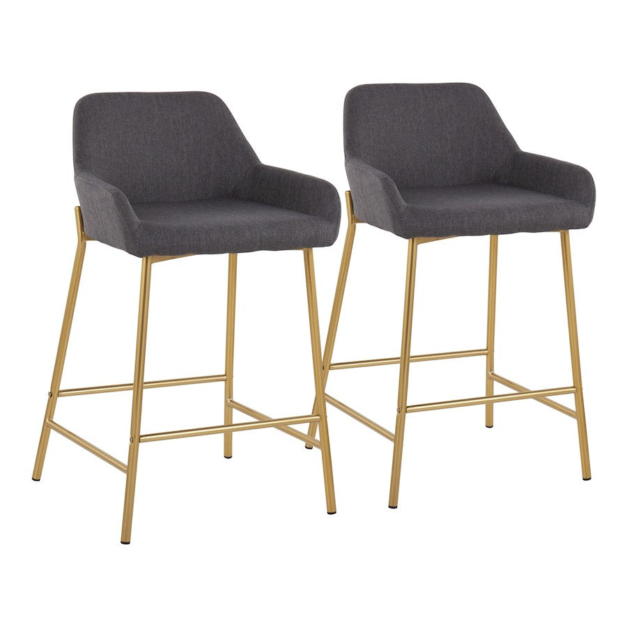 LumiSource Daniella Counter Stool, Set of 2, Gold/Charcoal - B24-DNLA2AUCHAR2