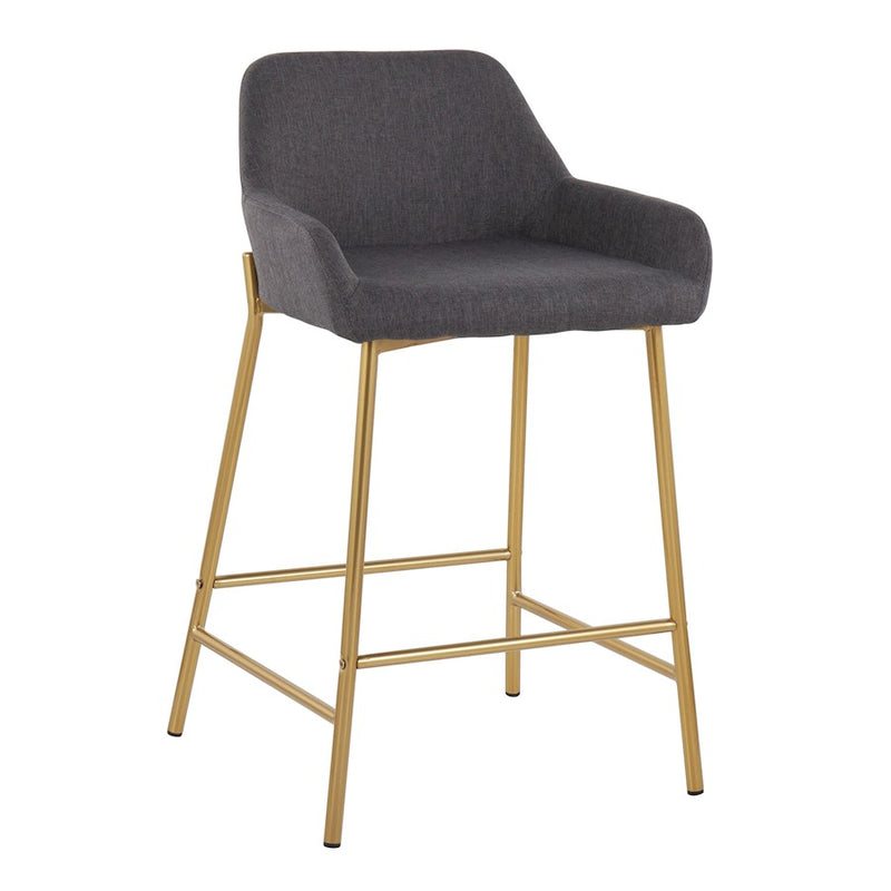 LumiSource Daniella Counter Stool, Set of 2, Gold/Charcoal