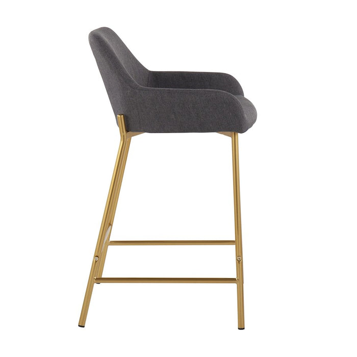 LumiSource Daniella Counter Stool, Set of 2, Gold/Charcoal