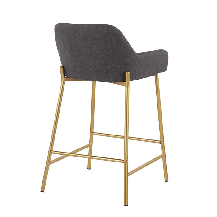 LumiSource Daniella Counter Stool, Set of 2, Gold/Charcoal