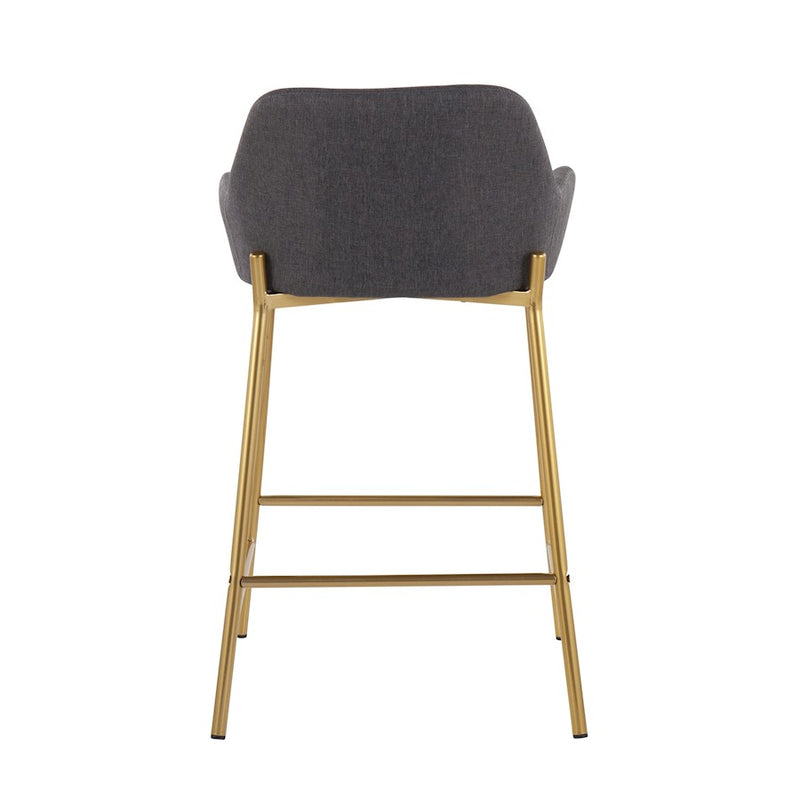 LumiSource Daniella Counter Stool, Set of 2, Gold/Charcoal