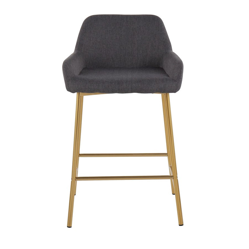 LumiSource Daniella Counter Stool, Set of 2, Gold/Charcoal