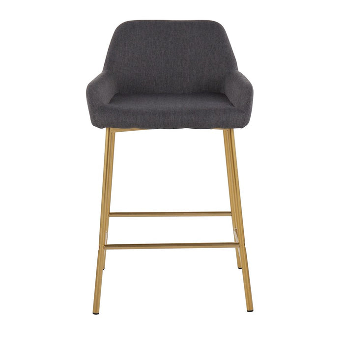 LumiSource Daniella Counter Stool, Set of 2, Gold/Charcoal