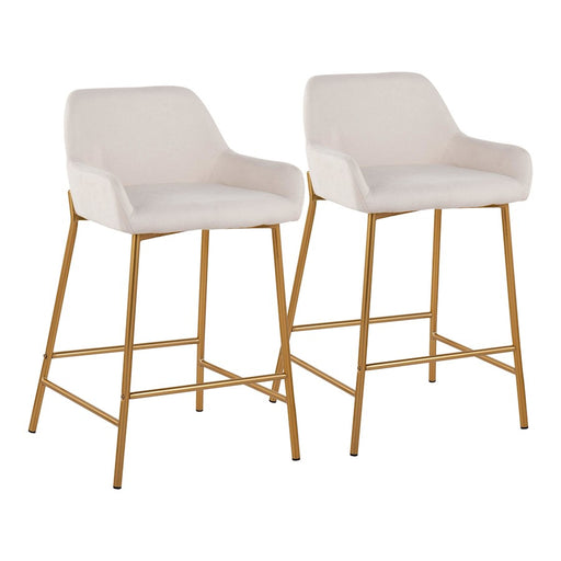 LumiSource Daniella Counter Stool, Set of 2, Gold/Cream - B24-DNLA2AUCR2