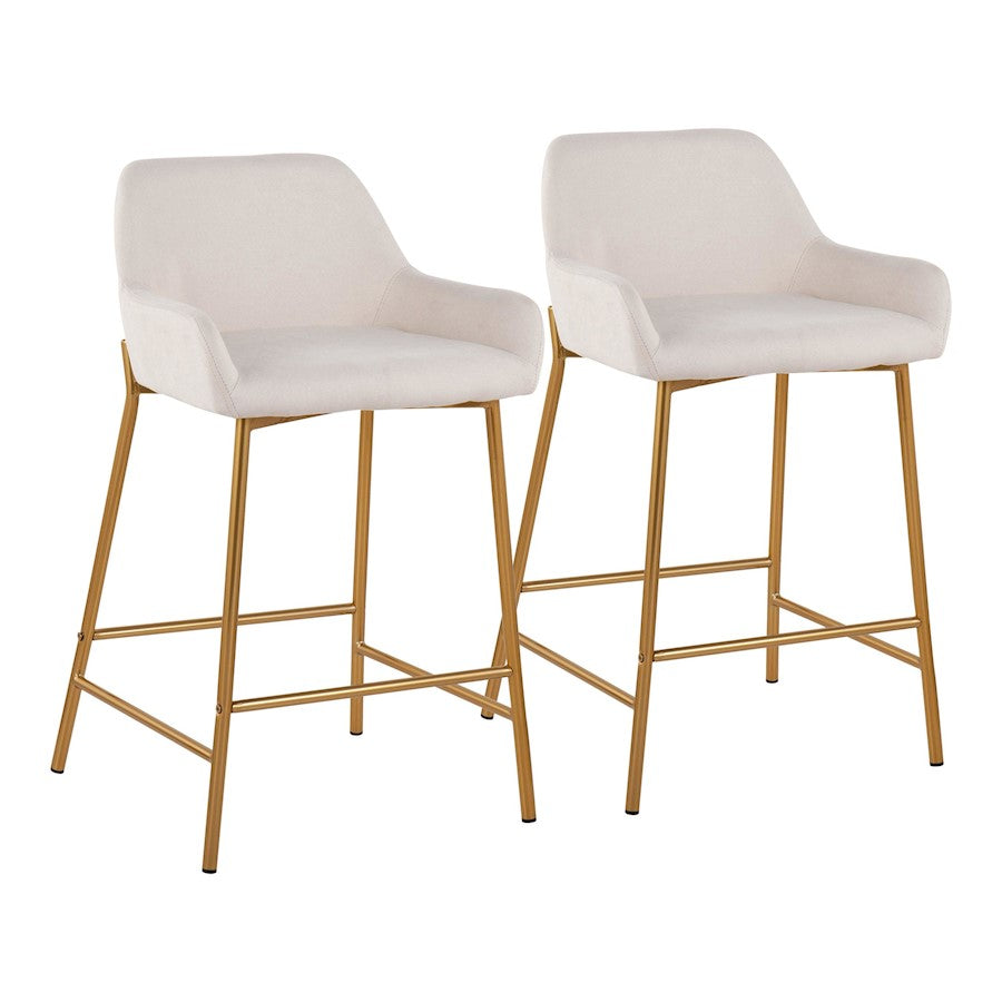 LumiSource Daniella Counter Stool, Set of 2, Gold/Cream - B24-DNLA2AUCR2