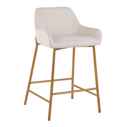 LumiSource Daniella Counter Stool, Set of 2, Gold/Cream