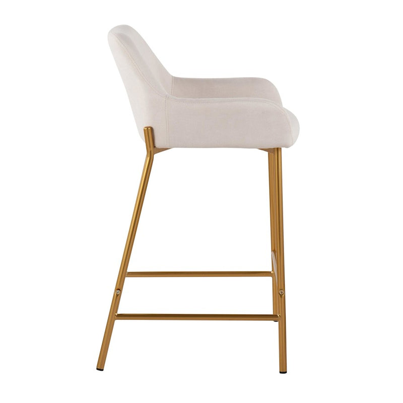 LumiSource Daniella Counter Stool, Set of 2, Gold/Cream