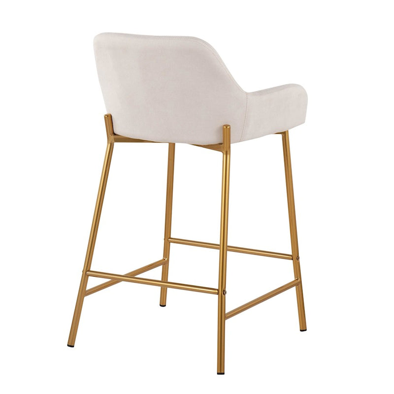 LumiSource Daniella Counter Stool, Set of 2, Gold/Cream