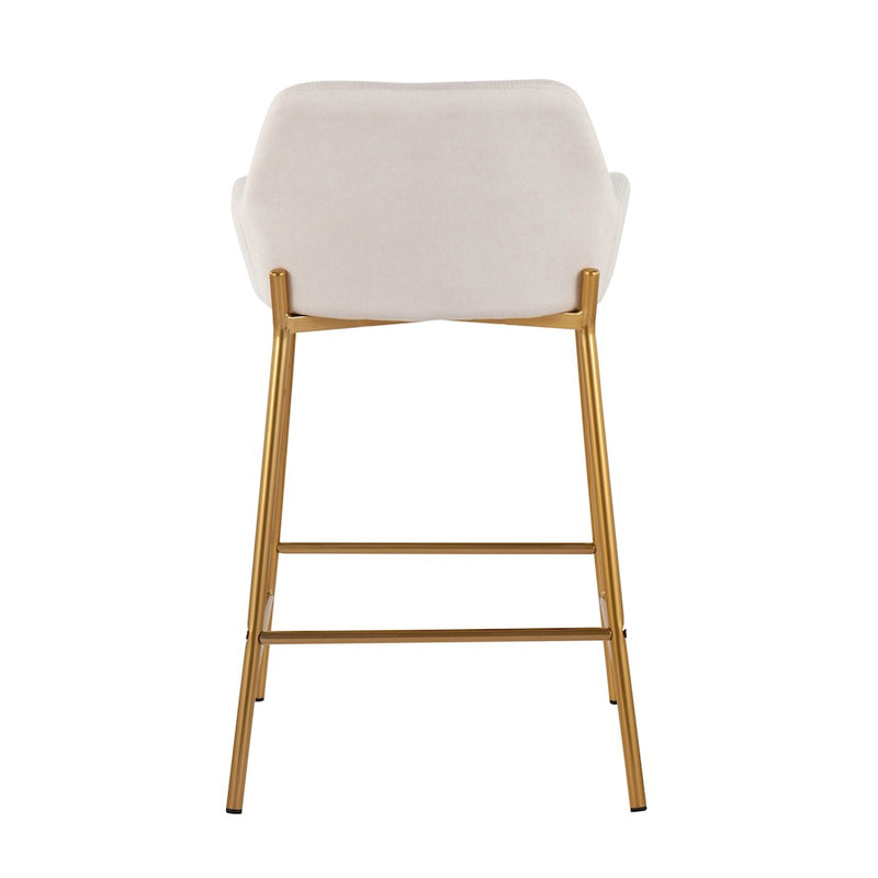 LumiSource Daniella Counter Stool, Set of 2, Gold/Cream