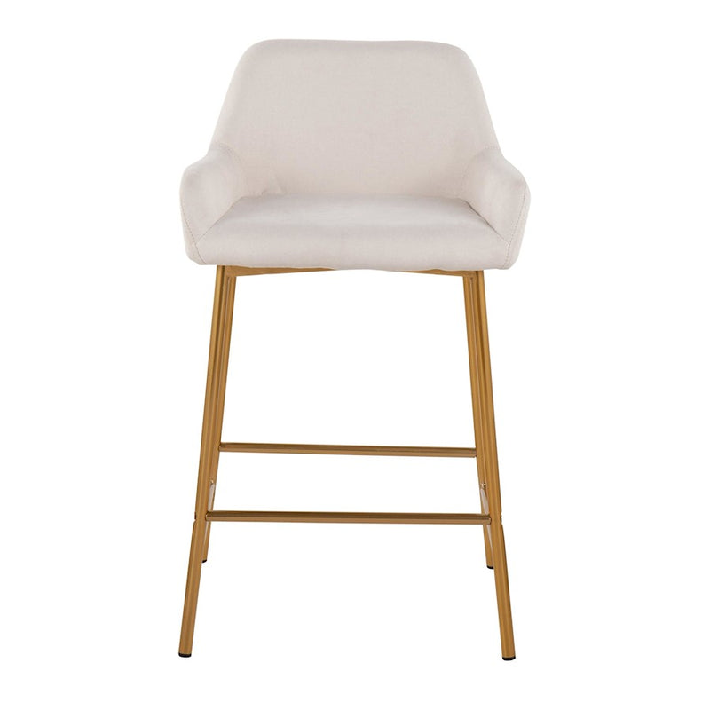 LumiSource Daniella Counter Stool, Set of 2, Gold/Cream