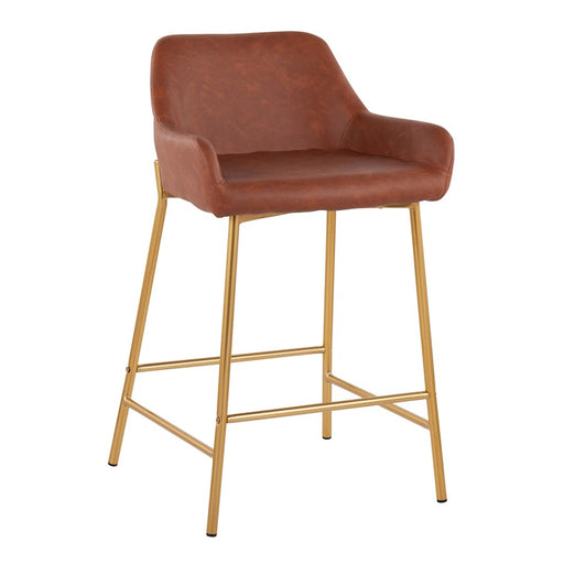 LumiSource Daniella Counter Stool, Set of 2, Gold/Camel