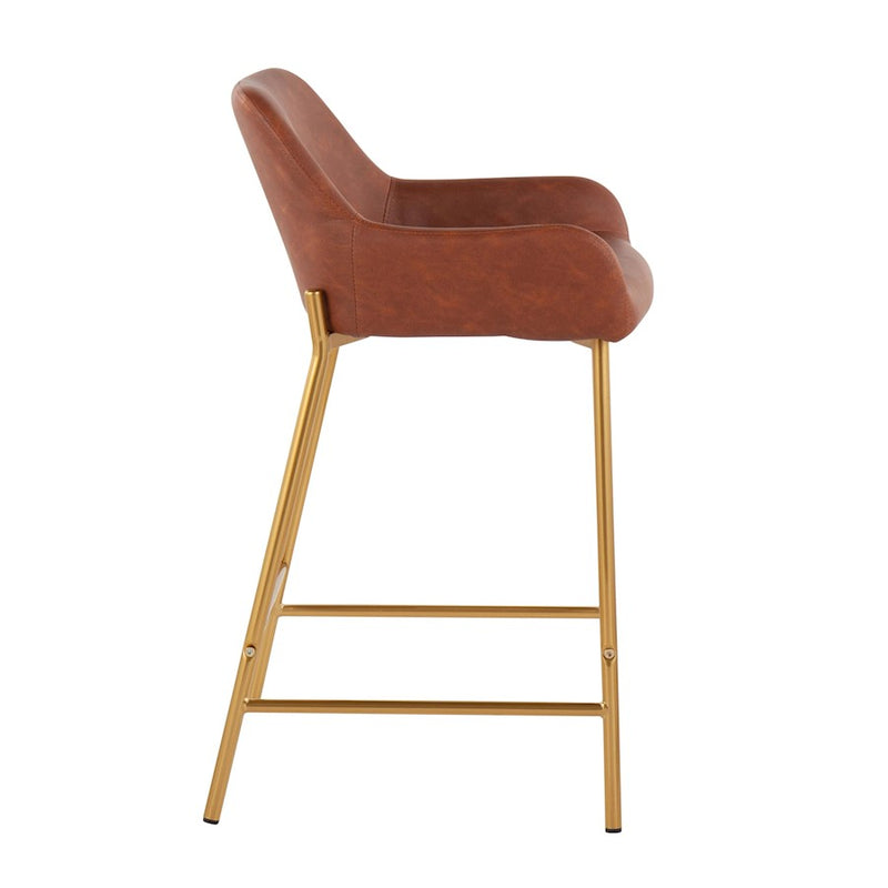 LumiSource Daniella Counter Stool, Set of 2, Gold/Camel