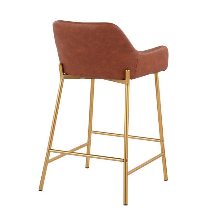 LumiSource Daniella Counter Stool, Set of 2, Gold/Camel