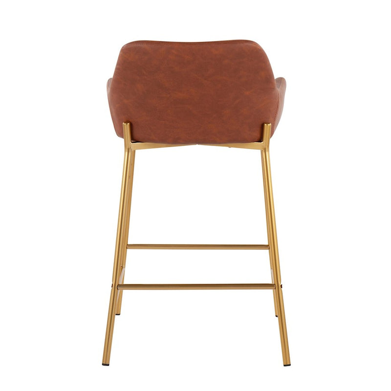LumiSource Daniella Counter Stool, Set of 2, Gold/Camel