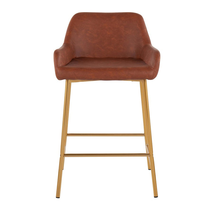 LumiSource Daniella Counter Stool, Set of 2, Gold/Camel