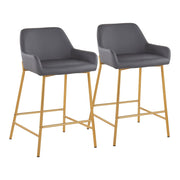 LumiSource Daniella Counter Stool, Set of 2, Gold/Grey - B24-DNLA2AUPUGY2