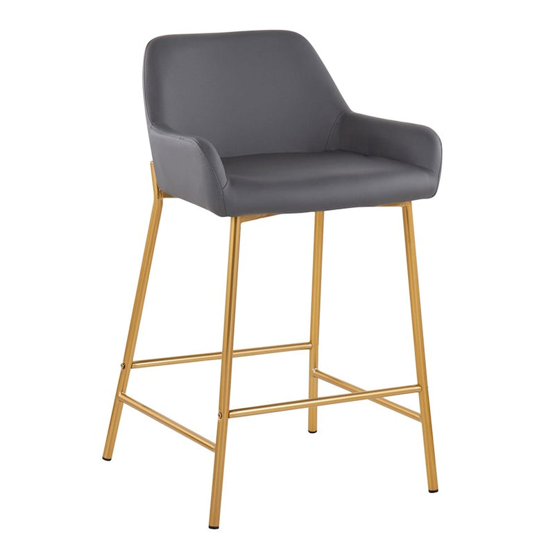 LumiSource Daniella Counter Stool, Set of 2, Gold/Grey