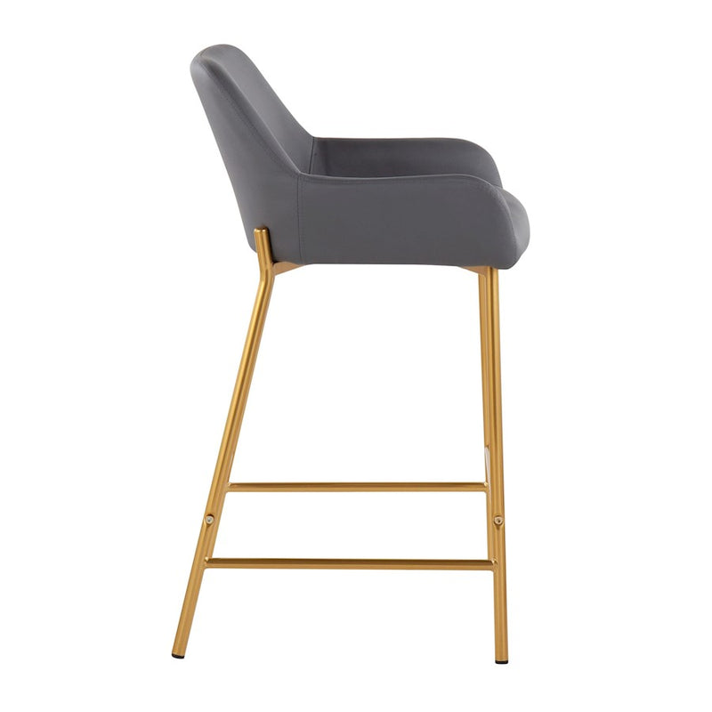 LumiSource Daniella Counter Stool, Set of 2, Gold/Grey