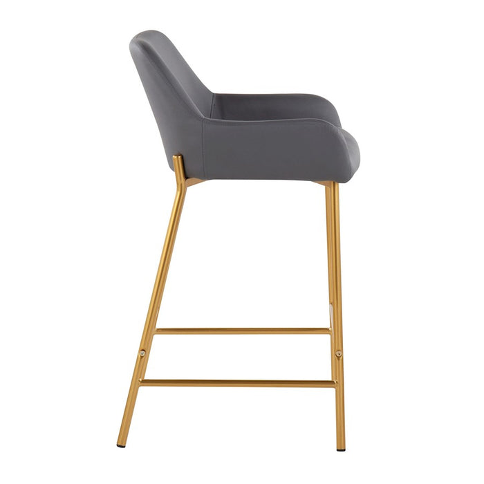 LumiSource Daniella Counter Stool, Set of 2, Gold/Grey