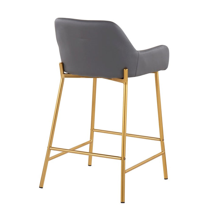 LumiSource Daniella Counter Stool, Set of 2, Gold/Grey