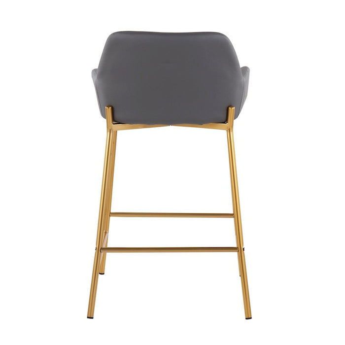 LumiSource Daniella Counter Stool, Set of 2, Gold/Grey