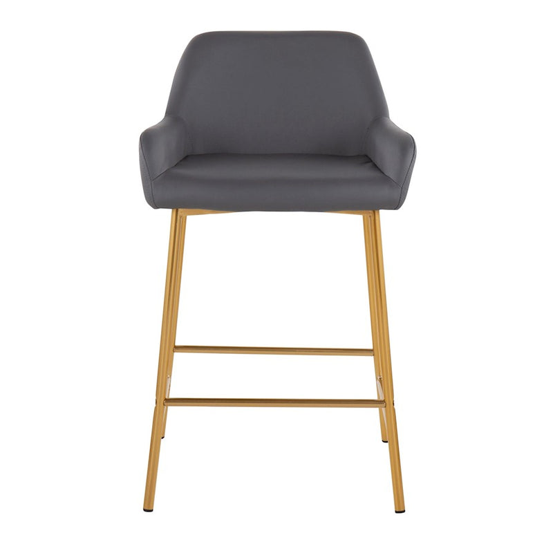LumiSource Daniella Counter Stool, Set of 2, Gold/Grey