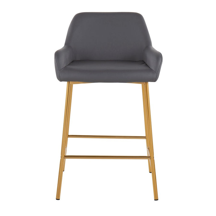 LumiSource Daniella Counter Stool, Set of 2, Gold/Grey