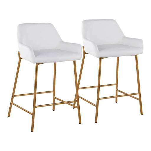 LumiSource Daniella Counter Stool, Set of 2, Gold/White - B24-DNLA2AUPUW2