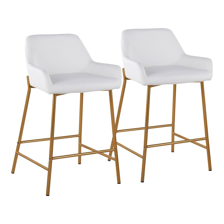 LumiSource Daniella Counter Stool, Set of 2, Gold/White - B24-DNLA2AUPUW2