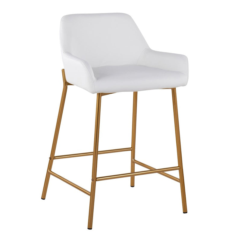 LumiSource Daniella Counter Stool, Set of 2, Gold/White